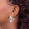 Lex & Lu Sterling Silver Polished and Textured Fancy Hoop Earrings - 3 - Lex & Lu