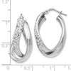 Lex & Lu Sterling Silver Polished and Textured Fancy Hoop Earrings - 4 - Lex & Lu