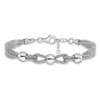 Lex & Lu Sterling Silver Polished 4 Strand Beaded Bracelet - 3 - Lex & Lu