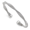 Lex & Lu Sterling Silver Textured & Polished Twisted Cuff Bracelet - Lex & Lu