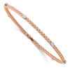 Lex & Lu Sterling Silver Rose Gold-plated CZ Polished Textured Bangle - Lex & Lu