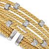 Lex & Lu Sterling Silver Gold-tone CZ Woven Flexible Cuff - 2 - Lex & Lu