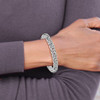 Lex & Lu Sterling Silver Polished and Textured CZ Bracelet - 6 - Lex & Lu