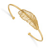 Lex & Lu Sterling Silver Gold-tone Leaf Cuff Bangle - Lex & Lu