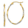 Lex & Lu 10k Yellow Gold w/Rhodium Oval Hinged Hoop Earrings - Lex & Lu