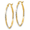 Lex & Lu 10k Yellow Gold w/Rhodium Oval Hinged Hoop Earrings - 2 - Lex & Lu