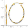 Lex & Lu 10k Yellow Gold w/Rhodium Oval Hinged Hoop Earrings - 4 - Lex & Lu