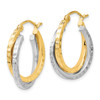 Lex & Lu 10k Two-tone Gold Textured Hinged Hoop Earrings LAL48536 - 2 - Lex & Lu