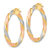 Lex & Lu Sterling Silver Tri-color Twisted Hinged Hoop Earrings - 2 - Lex & Lu