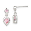 Lex & Lu Sterling Silver Pink Heart CZ Earrings LAL4891 - Lex & Lu