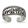 Lex & Lu Sterling Silver Antiqued Flower Toe Ring - Lex & Lu