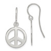Lex & Lu Sterling Silver Polished Peace Sign Dangle Earrings - Lex & Lu