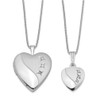 Lex & Lu Sterling Silver Diamond Polished Satin Heart Locket & Pendant Set - Lex & Lu