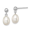 Lex & Lu Sterling Silver 7-8mm White Freshwater Cultured Pearl Earrings - Lex & Lu