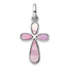 Lex & Lu Sterling Silver Pink Mother of Pearl Cross Pendant - Lex & Lu