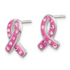 Lex & Lu Sterling Silver Pink Stellux Crystal Ribbon Post Earrings - 2 - Lex & Lu