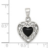 Lex & Lu Sterling Silver Onyx Heart Antiqued Pendant - 3 - Lex & Lu