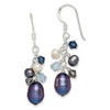 Lex & Lu Sterling Silver Blue Crystal/Peacock & White FW Cultured Pearl Earrings - Lex & Lu