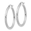 Lex & Lu Sterling Silver w/Rhodium 2.25mm D/C Hoop Earrings LAL5661 - 2 - Lex & Lu