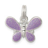 Lex & Lu Sterling Silver Purple Enamel Polished Butterfly Charm - Lex & Lu