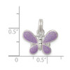 Lex & Lu Sterling Silver Purple Enamel Polished Butterfly Charm - 3 - Lex & Lu