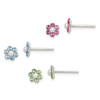 Lex & Lu Sterling Silver Stellux Crystal Pearl Post Flower 3pc Set Earrings - Lex & Lu