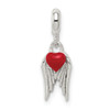 Lex & Lu Sterling Silver Red Enameled Heart w/Wings Enhancer - Lex & Lu