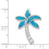 Lex & Lu Sterling Silver CZ Blue Inlay Created Opal Palm Tree Pendant - 3 - Lex & Lu