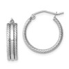 Lex & Lu Sterling Silver w/Rhodium Textured Hoop Earrings - Lex & Lu