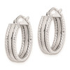 Lex & Lu Sterling Silver w/Rhodium Textured Hoop Earrings - 2 - Lex & Lu