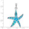 Lex & Lu Sterling Silver Blue Inlay Created Opal Starfish Pendant - 3 - Lex & Lu
