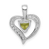Lex & Lu Sterling Silver w/Rhodium Heart Peridot & Diamond Heart Pendant - 4 - Lex & Lu