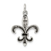 Lex & Lu Sterling Silver Antiqued Fleur De Lis Charm - 3 - Lex & Lu