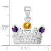 Lex & Lu Sterling Silver Citrine & Amethyst Polished Crown Pendant - 4 - Lex & Lu
