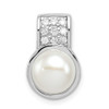 Lex & Lu Sterling Silver w/Rhodium CZ White FW Cultured Pearl Pendant - Lex & Lu