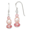 Lex & Lu Sterling Silver Peach Crystal/Freshwater Cultured Pearl Earrings - Lex & Lu