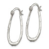 Lex & Lu Sterling Silver Hammered & Polished Oval Hoop Earrings - 2 - Lex & Lu
