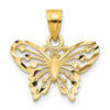 Lex & Lu 10k Yellow Gold D/C Butterfly Charm - Lex & Lu