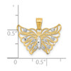 Lex & Lu 10k Yellow Gold w/Rhodium Butterfly Pendant LAL71925 - 3 - Lex & Lu
