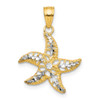 Lex & Lu 10k Yellow Gold w/Rhodium Starfish Charm - Lex & Lu