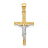 Lex & Lu 10k Yellow Gold w/Rhodium Crucifix Pendant LAL71971 - Lex & Lu