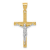 Lex & Lu 10k Yellow Gold w/Rhodium Crucifix Pendant LAL71972 - Lex & Lu