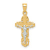 Lex & Lu 10k Yellow Gold w/Rhodium Crucifix Pendant LAL71976 - Lex & Lu