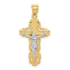 Lex & Lu 10k Yellow Gold w/Rhodium Crucifix Pendant LAL71977 - Lex & Lu