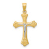 Lex & Lu 10k Yellow Gold w/Rhodium Fleur de Lis Crucifix Pendant LAL71986 - Lex & Lu