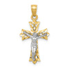 Lex & Lu 10k Yellow Gold w/Rhodium Filigree Crucifix Pendant LAL71991 - Lex & Lu