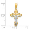 Lex & Lu 10k Yellow Gold w/Rhodium Filigree Crucifix Pendant LAL71992 - 3 - Lex & Lu