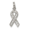 Lex & Lu Sterling Silver CZ Awareness Ribbon Pendant - Lex & Lu