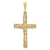 Lex & Lu 10k Yellow Gold Satin Polished Antiqued Cross Pendant - Lex & Lu