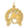 Lex & Lu 10k Yellow Gold Solid Flat-Backed Horsehead in Horseshoe Charm - Lex & Lu